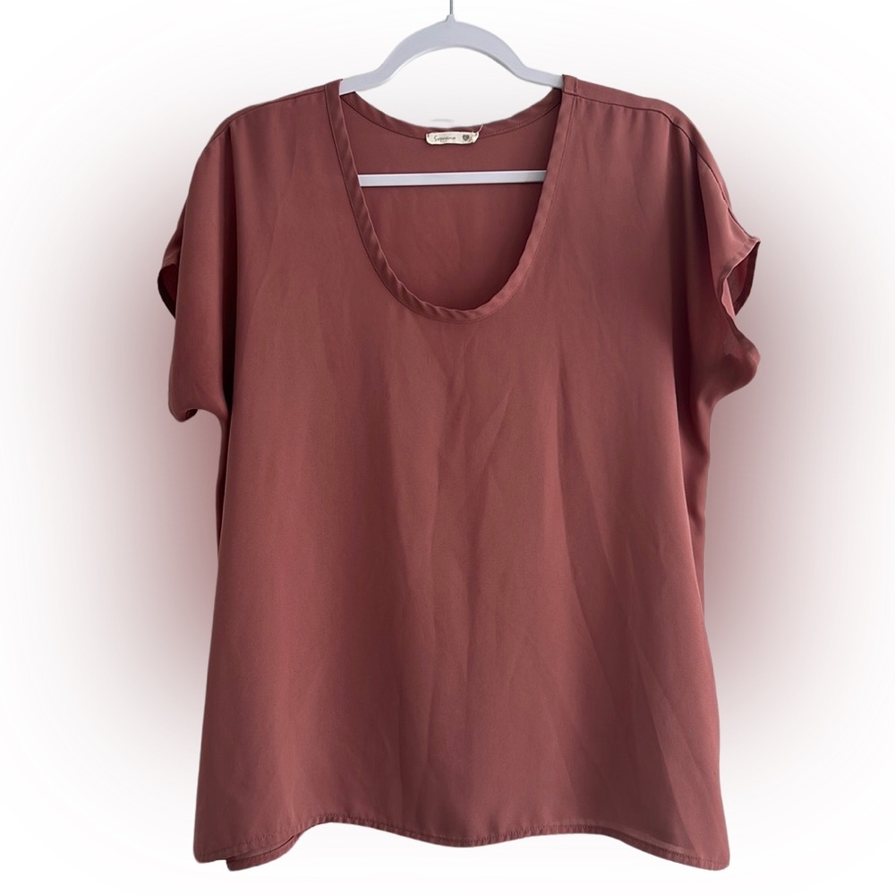 Soprano Women's T-Shirt Top Blouse mauve Sheer Chiffon Size Large